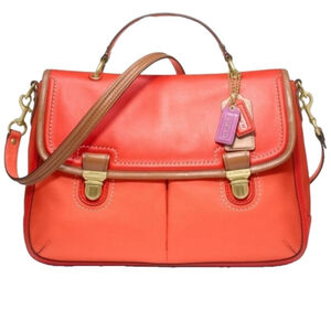 COACH Vermillion Sun Orange Leather Flap Crossbody Bag NWT (retired)